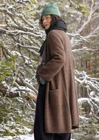 “Canada” long cardigan in an alpaca blend - dark chokolate/melange