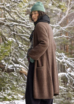 “Canada” long cardigan in an alpaca blend - dark chokolate/melange