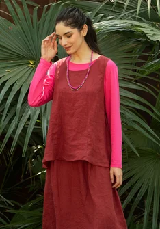 Woven linen tank top - rooibos