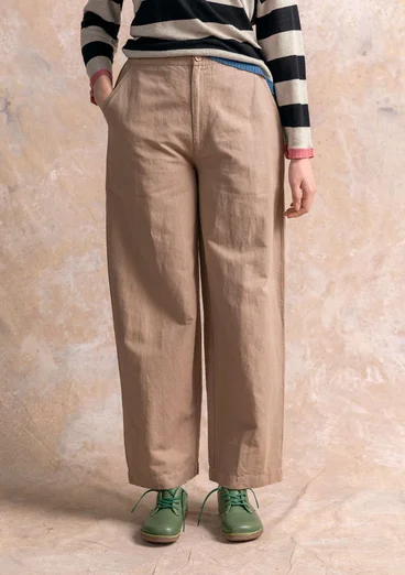 Hose aus Öko-Baumwolle/Leinen - dunkelnatur