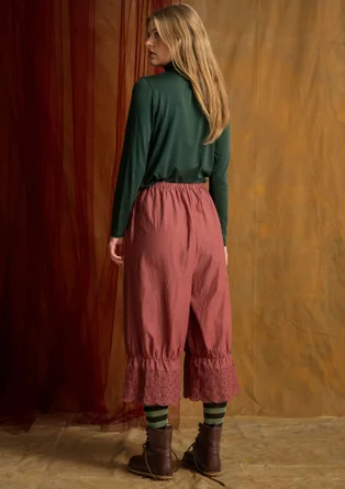 Pantalon brodé "Minal" en coton biologique - rouge sourd