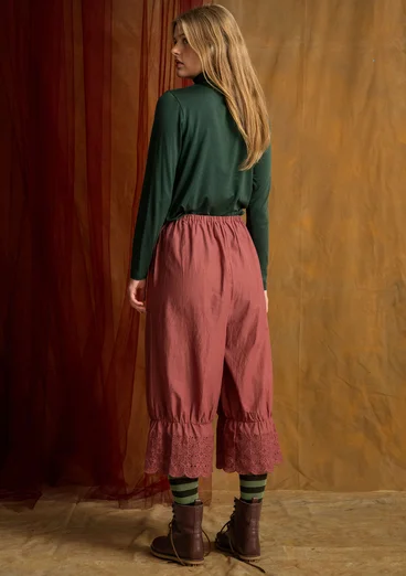 Bestickte Hose „Minal“ aus Bio-Baumwolle - dunkelrot