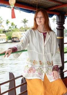 Tunika "Girlang" i økologisk bomuld - fjer