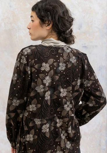 Velours vest "Cornus" van biologisch katoen/gerecycled polyester - donkerchocolade