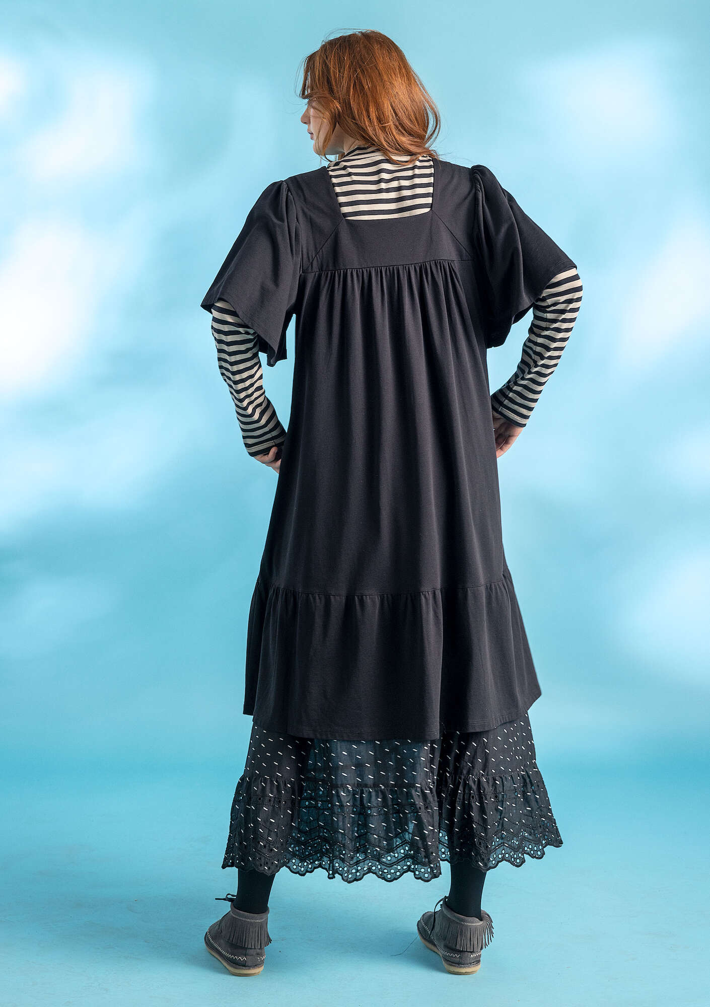 Trikåklänning i bomull/modal black