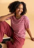 “Eleonora” jersey top in organic cotton/spandex (pink begonia/patterned S)