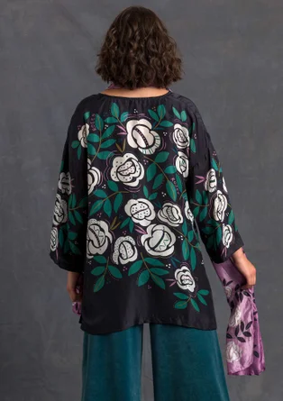 Blouse "Rose Garden" en soie - noir