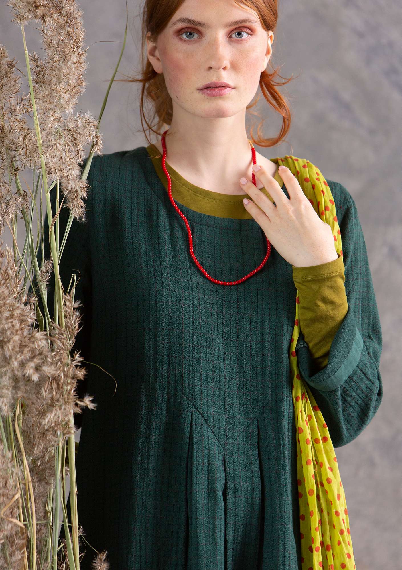 “Galia” woven dress in organic cotton agave thumbnail