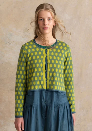 Strickjacke „Vendela“ aus Bio-/Recycling-Baumwolle - rosmarin