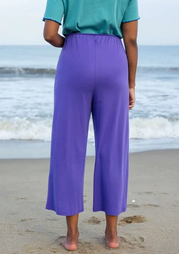 Solid-colour organic cotton jersey trousers - amethyst
