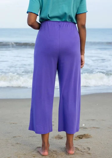 Solid-colour organic cotton jersey trousers - amethyst