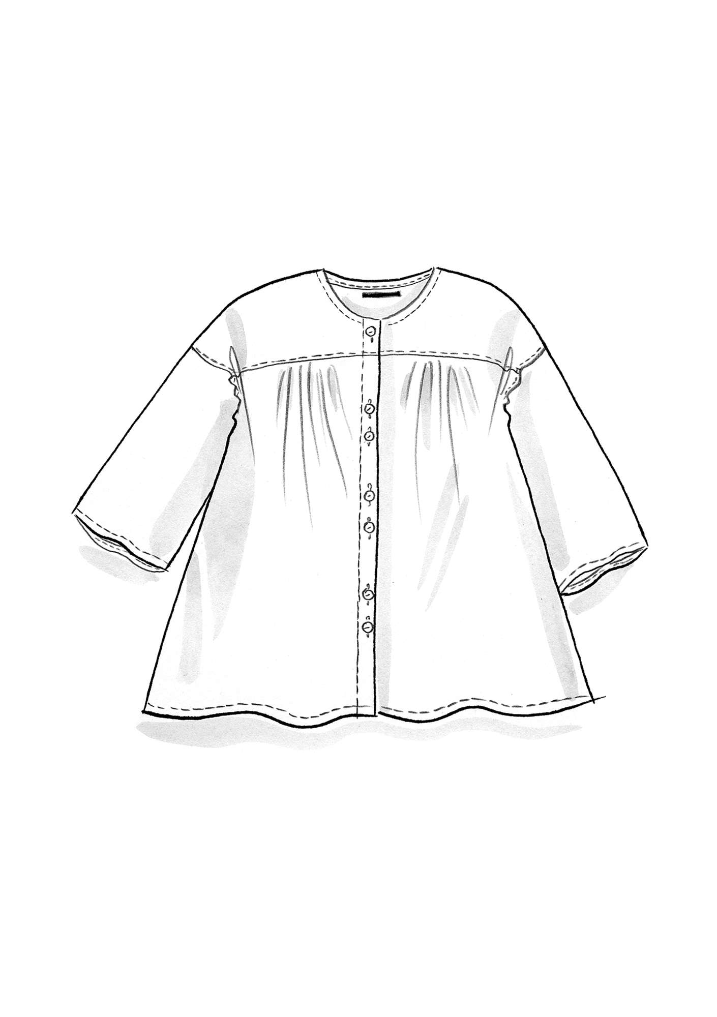 “Rut” organic cotton/linen blouse natural/patterned