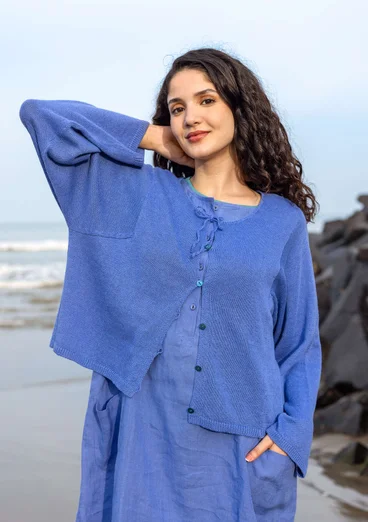 Linen/organic cotton cardigan - blue lotus