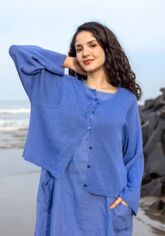 Linen/organic cotton cardigan - blue lotus