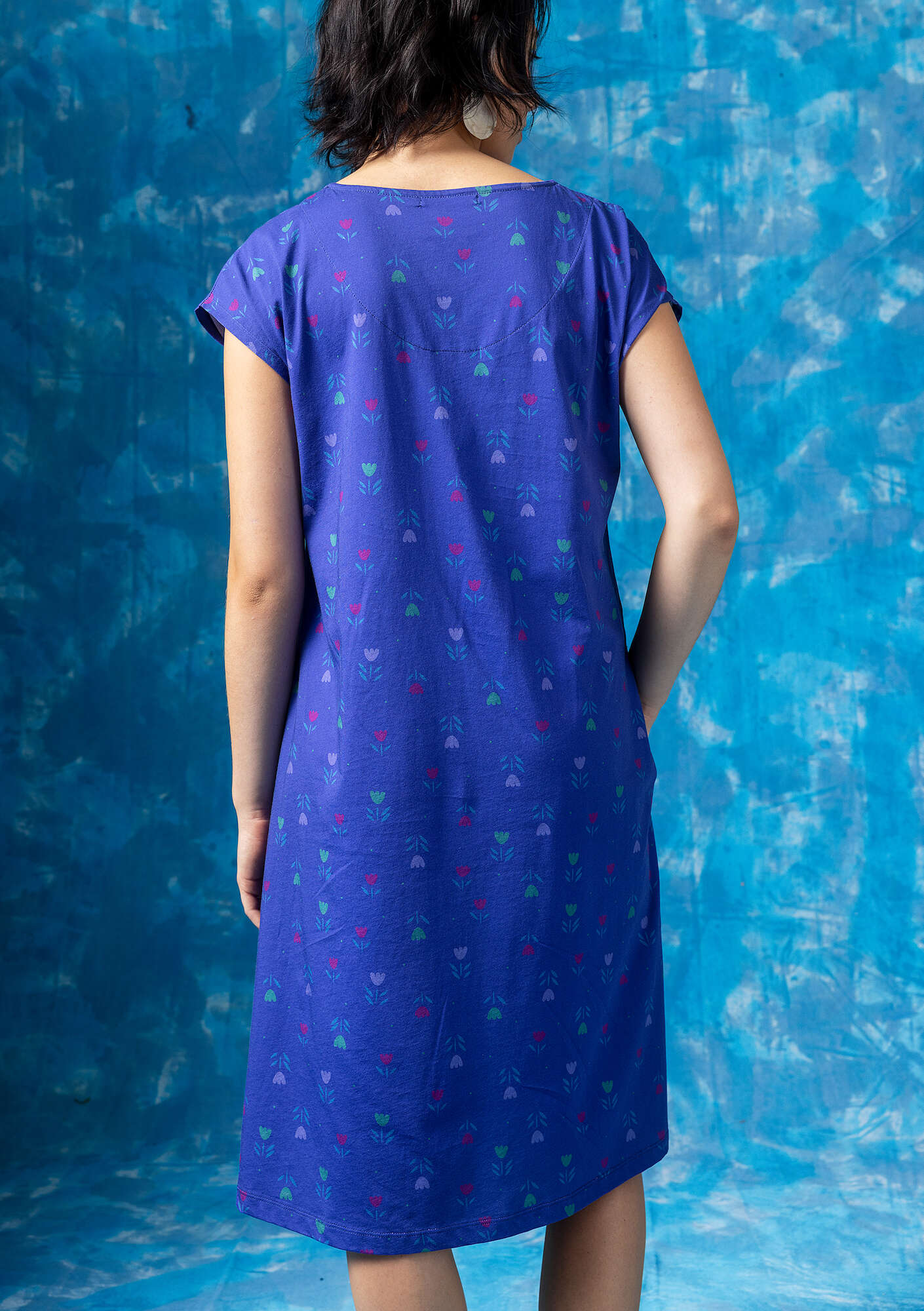 “Zahra” jersey dress in organic cotton lupine thumbnail