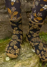 Geblümte Socken „Idun“ - schwarzes Umbra