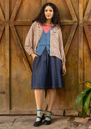 “Ines” woven organic cotton short skirt - dark indigo