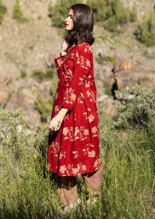 Webkleid „Rose hip“ aus Bio-Baumwolle - achatrot