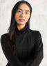 Lyocell/elastane jersey polo-neck top (black XS)