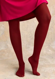 Solid-colour tights made from recycled polyamide - dark agate red