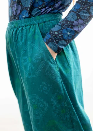 “Poesi” woven organic cotton trousers - dark jade