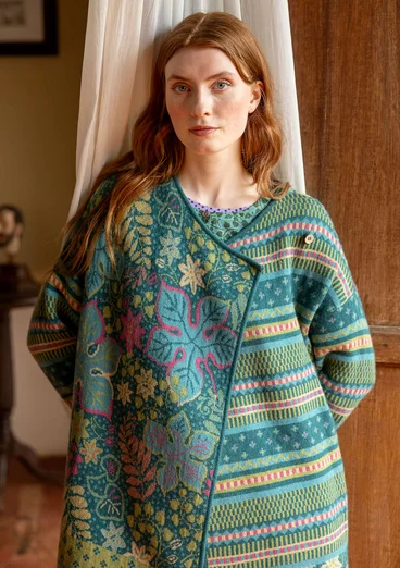Gilet croisé "Augusta" en laine mélangée - vert paon