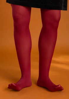 Einfarbige Strumpfhose aus Recycling-Polyamid - granatapfel