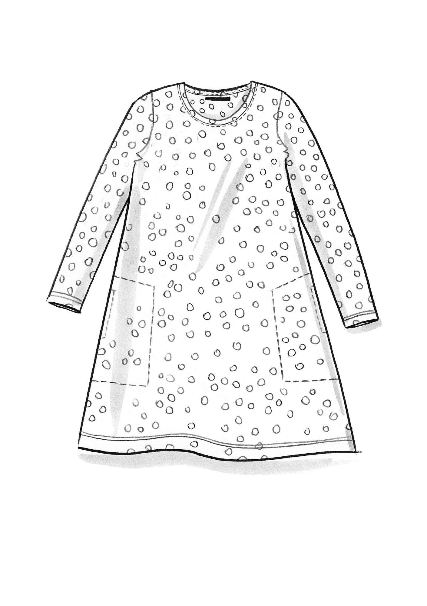 “Juliet” jersey tunic in organic cotton/modal black/patterned