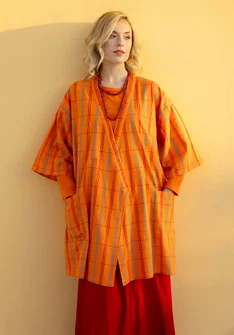 “Coimbatore” checked organic cotton kimono - rowan
