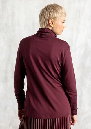 Lyocell/elastane jersey polo-neck top - aubergine