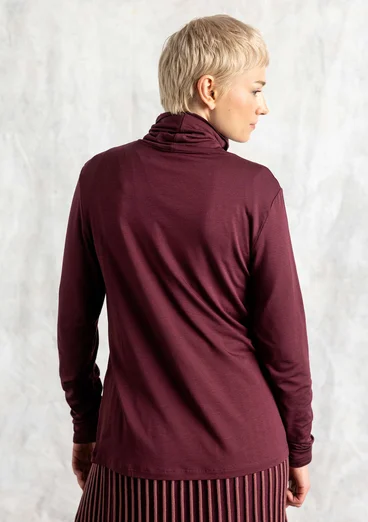 Lyocell/elastane jersey polo-neck top - aubergine