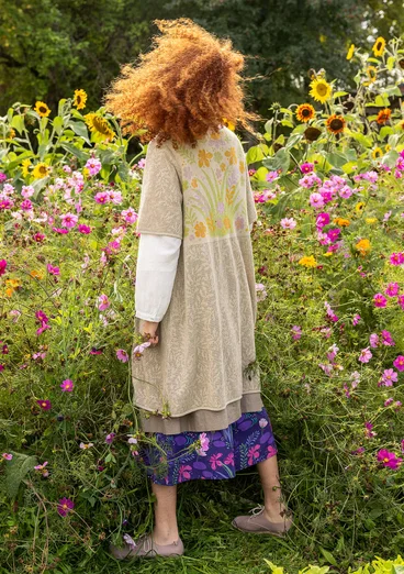 “Iris” pointelle cardigan in linen/recycled cotton - natural/undyed