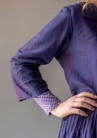 Geweven jurk "Melody" van biologisch katoen/zijde - nachtblauw