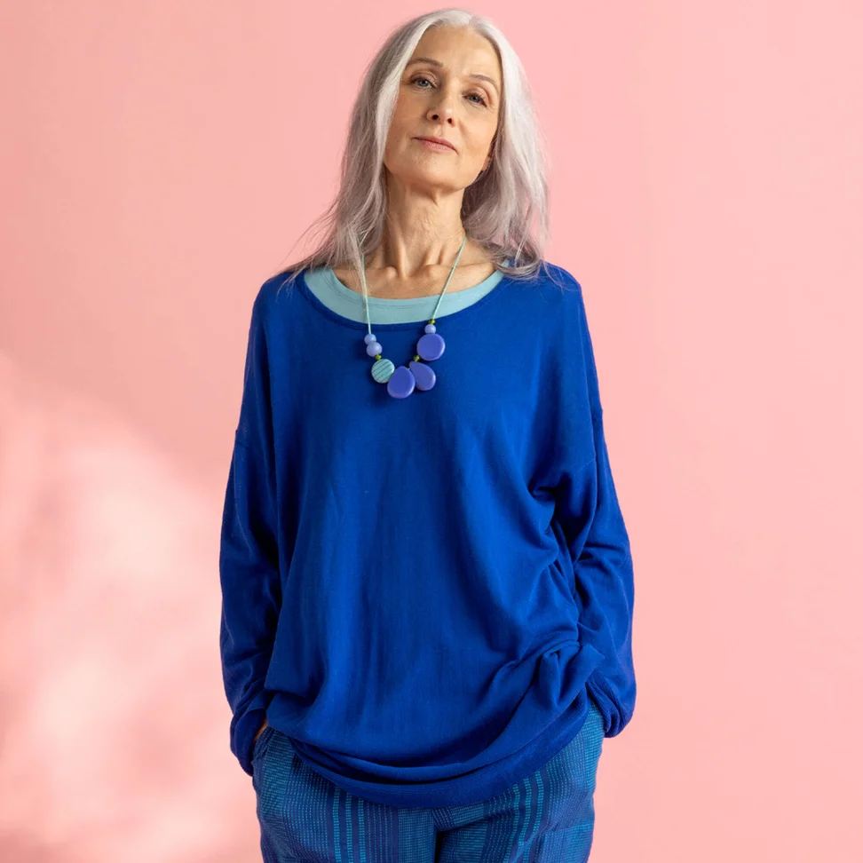 Organic/recycled cotton knitted tunic - klein blue