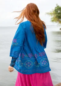 Tunika «Girlang» i økologisk bomull - klarblå