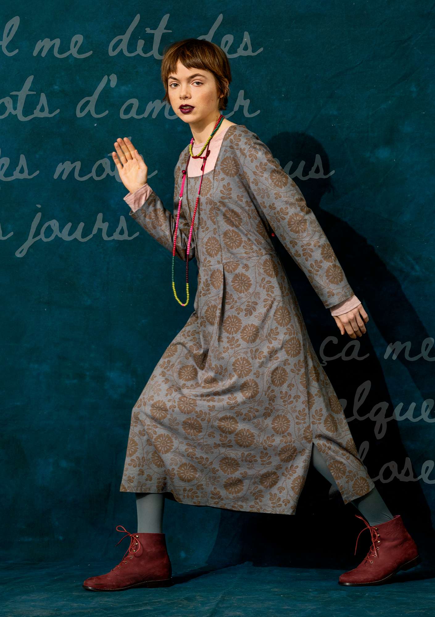 Tricot jurk  Piaf  van biologisch katoen/linnen grafiet