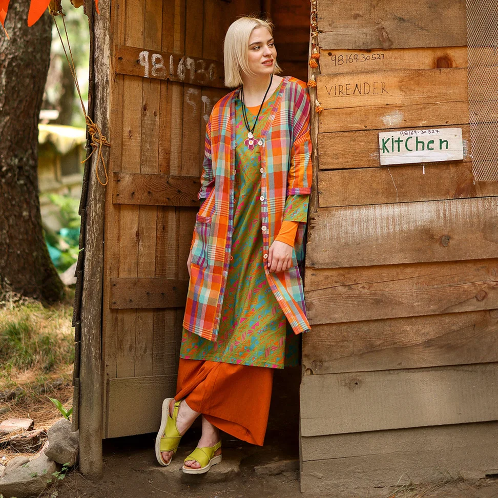 Robe tissée "Indra" en coton biologique - pivoine foncé