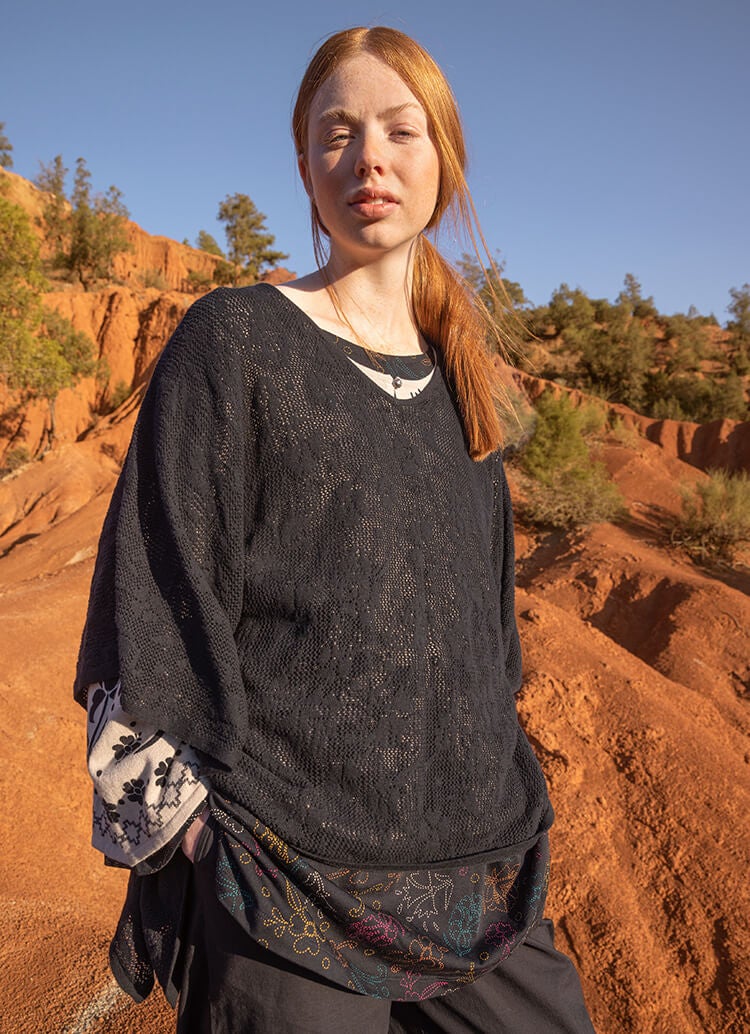 “Patricia” poncho in organic/recycled cotton
