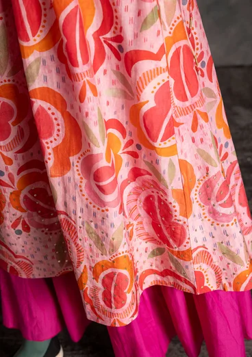 Vævet kjole "Great Rose" i økologisk bomuld/silke - lys pudderrosa