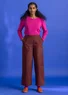 Woven organic cotton twill trousers (beetroot XS)