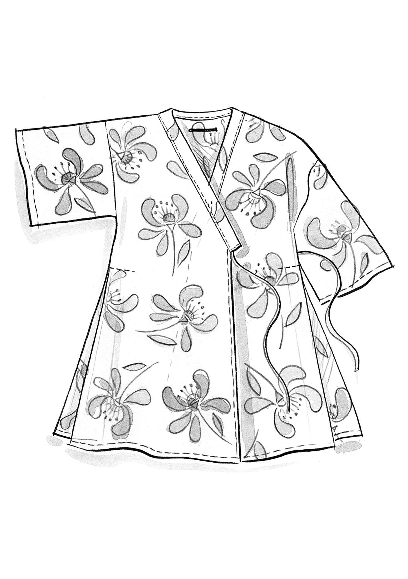 “Klematis” cotton kimono sky blue thumbnail