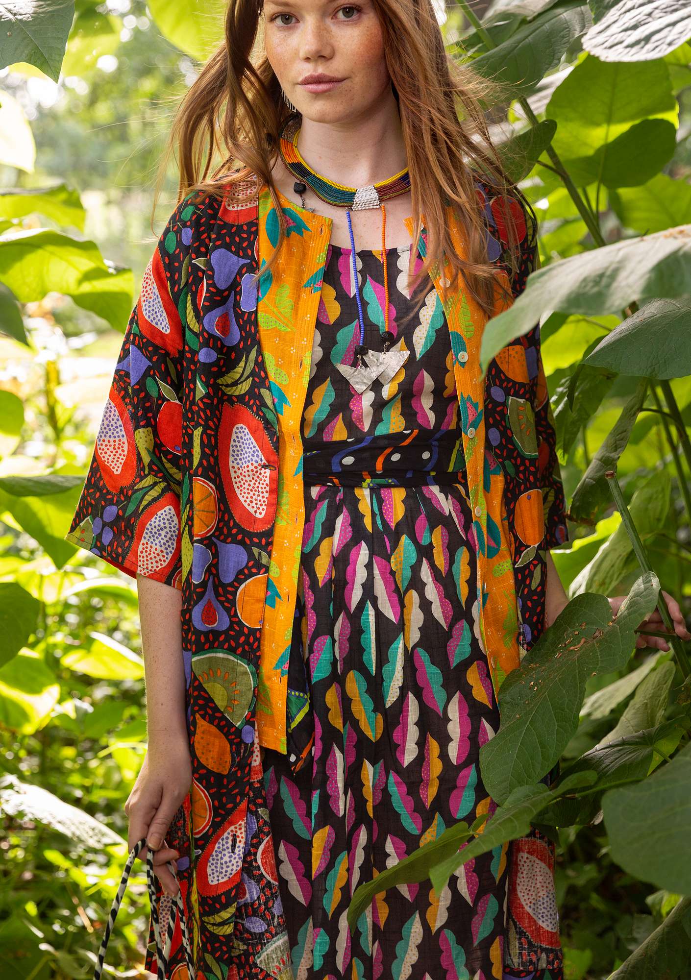 Vevd kjole «Agave» i økologisk bomull svart thumbnail