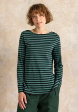 Gestreiftes Langarmshirt aus Bio-Baumwolle - hellflaschengrün-schwarz