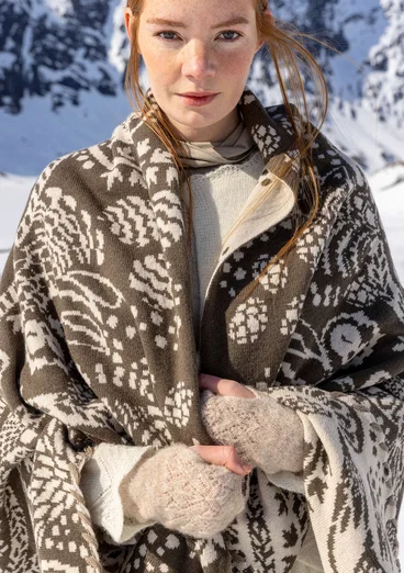 Handstulpen „Forgetmenot“ aus Alpakawollgemisch - kalkstein-melange