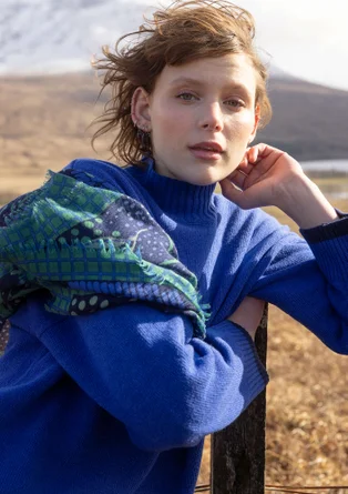 Stricktunika aus Lammwollmischung - tiefblau