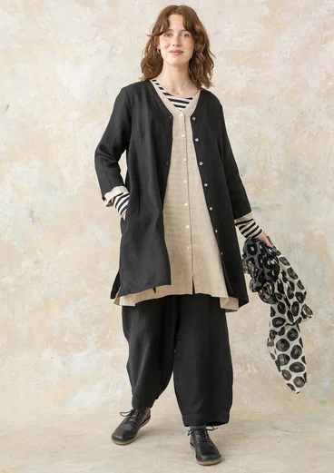 Blouse en lin tissé - noir