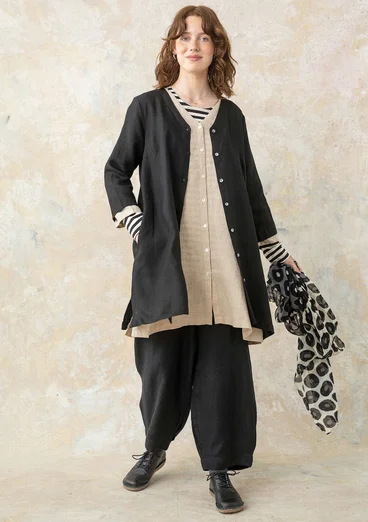 Blouse en lin tissé - noir