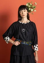 Bluse i bomull/silke - svart