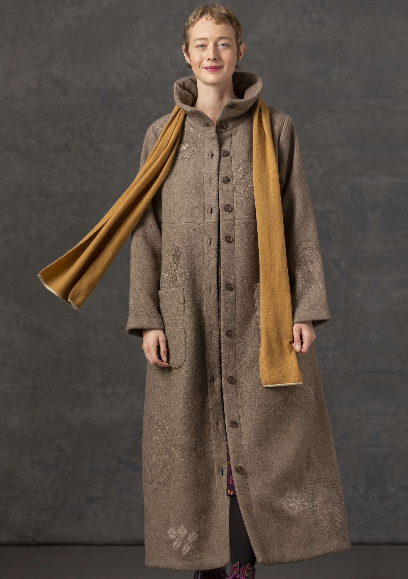 “Skyttla” wool-blend coat light warm grey/melange