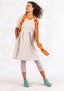 Gestreepte tricot jurk van biologisch katoen ongebleekt/lichtaardappel thumbnail